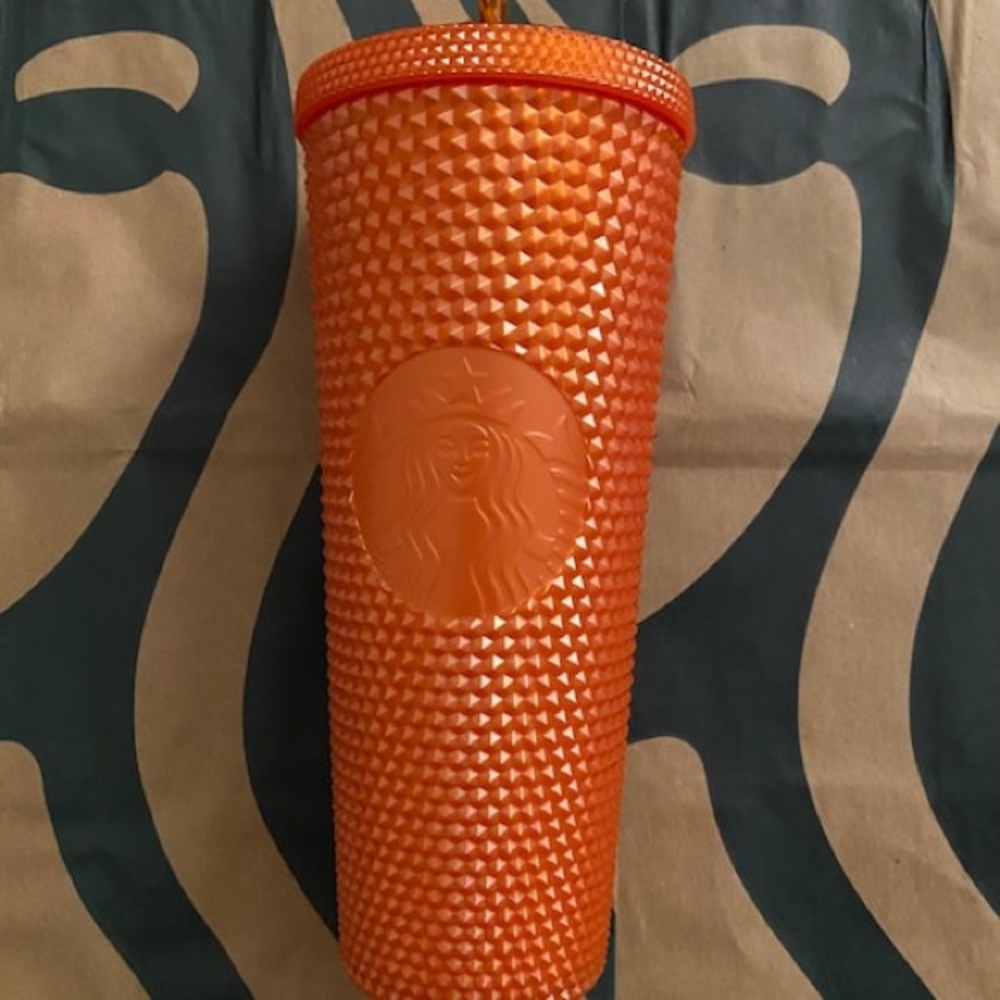 Orange Starbucks tumbler